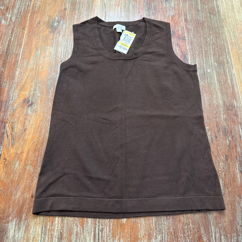 Charter Club NWT Cocoa Bean Brown Knit Shell Tank Top - Size Medium Minimalist